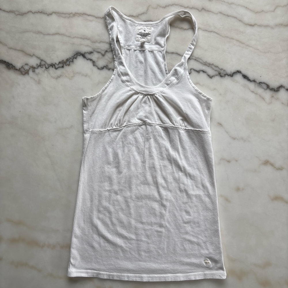 Vintage Y2K Abercrombie & Fitch Babydoll Tank White Empire Waist Moose Cami